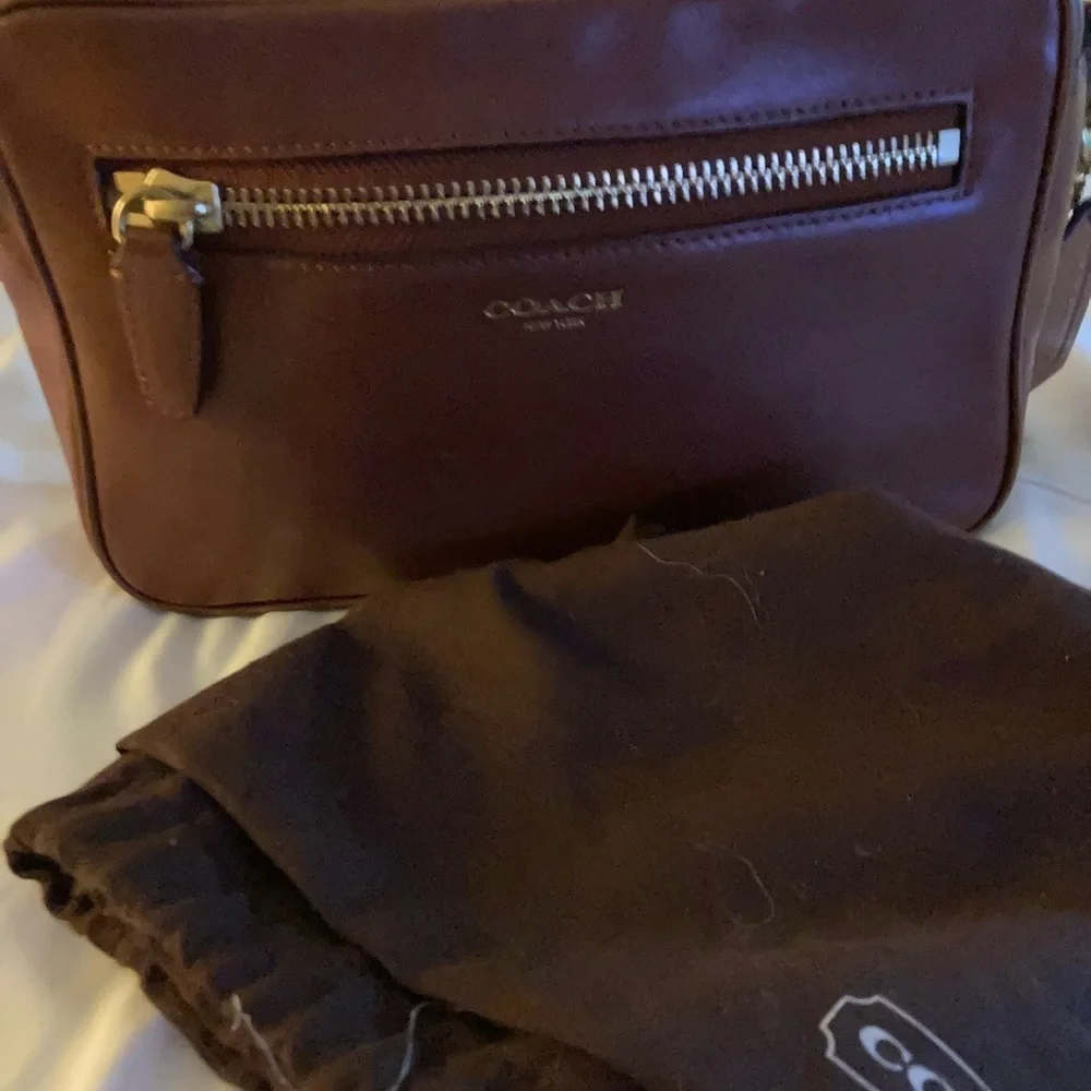 Coach Chestnut Leather Mini Bag with Gold Accents